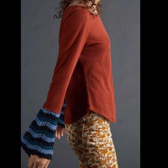 Anthropologie NWT Pilcro Crochet-Cuffed Top Size S. - Picture 4 of 14